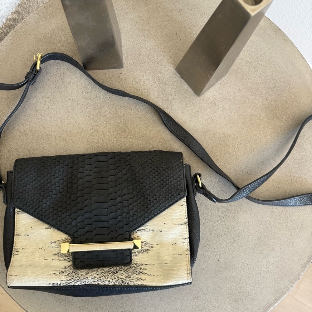 Vince Camino Black and Cream Crossbody Bag with Gold Accent